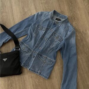 Talbots Light Blue Denim Jacket with Stand Collar